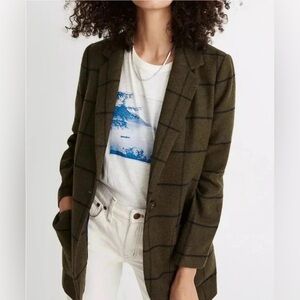 Madewell Larsen Blazer Windowpane Moss Green